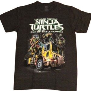 TMNT Out of the Shadows Men's T-Shirt Gray Graphic Logo Size Large